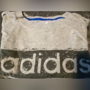 Adidas Grey Blk/Color Logo Boys Size 14 Short Sleeved T Shirt